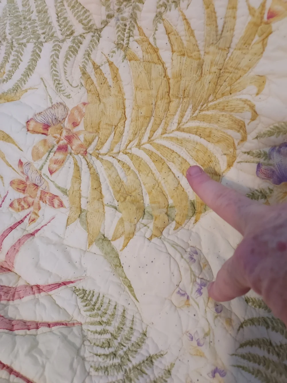 VTG Liz Claiborne BON AIRE Tropical Botanical Floral Quilt King/Queen 92x100